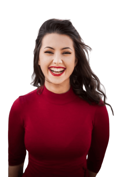 Woman in a Red Tshirt Smiling