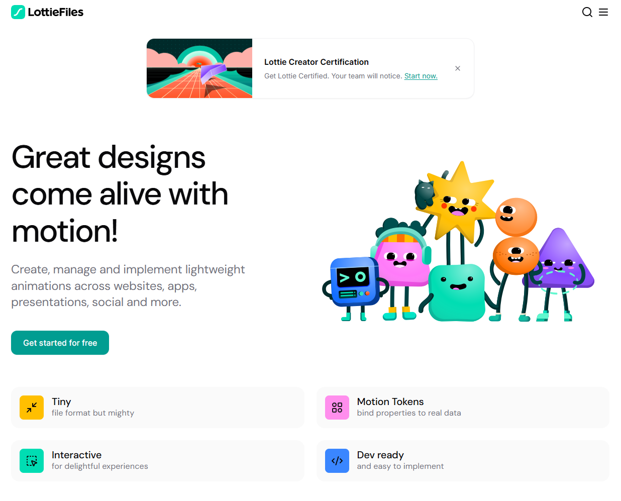 LottieFiles homepage