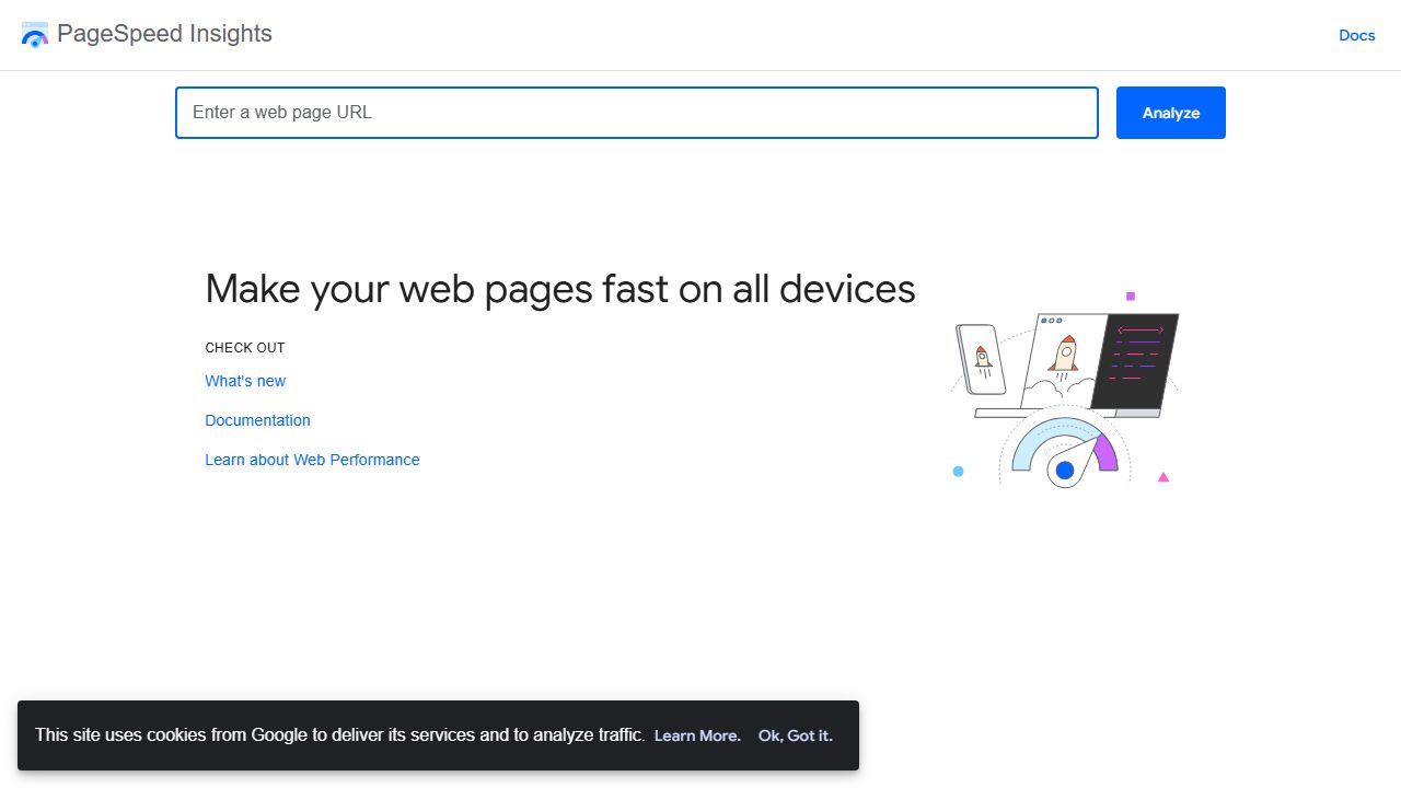 PageSpeed Insights homepage
