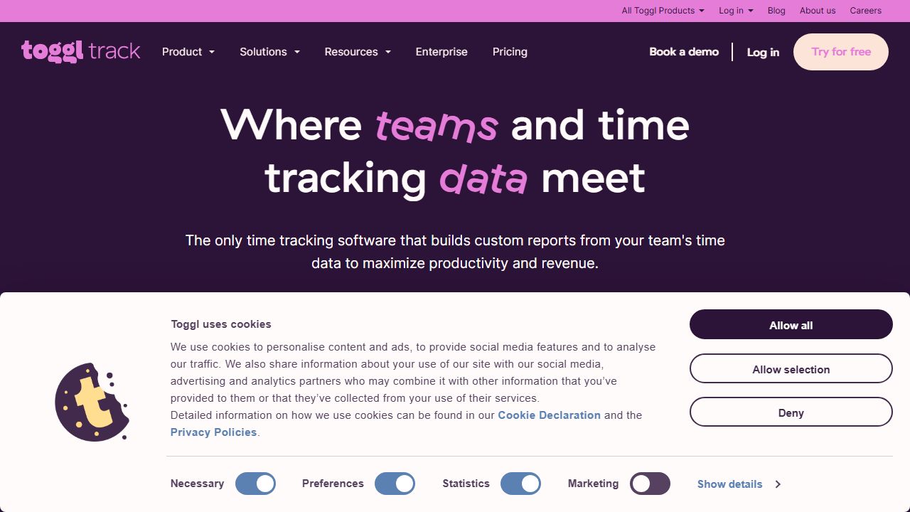 Toggl Track homepage
