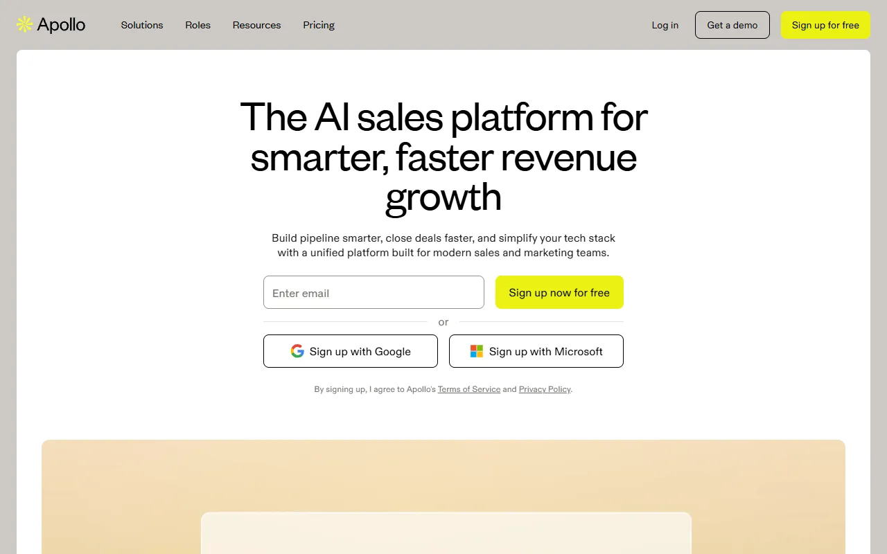 Screenshot of Apollo.io dashboard showing sales intelligence