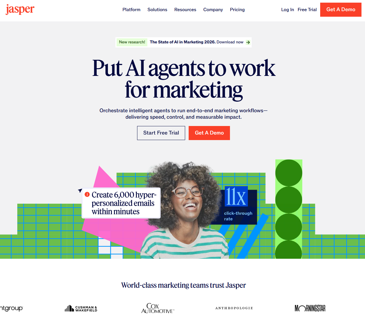Screenshot of Jasper AI generative copywriting interface