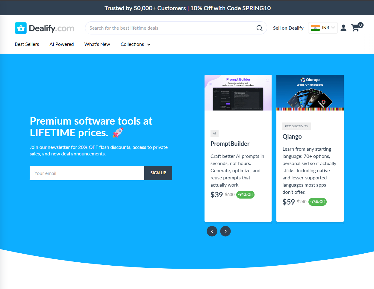 Dealify marketplace homepage