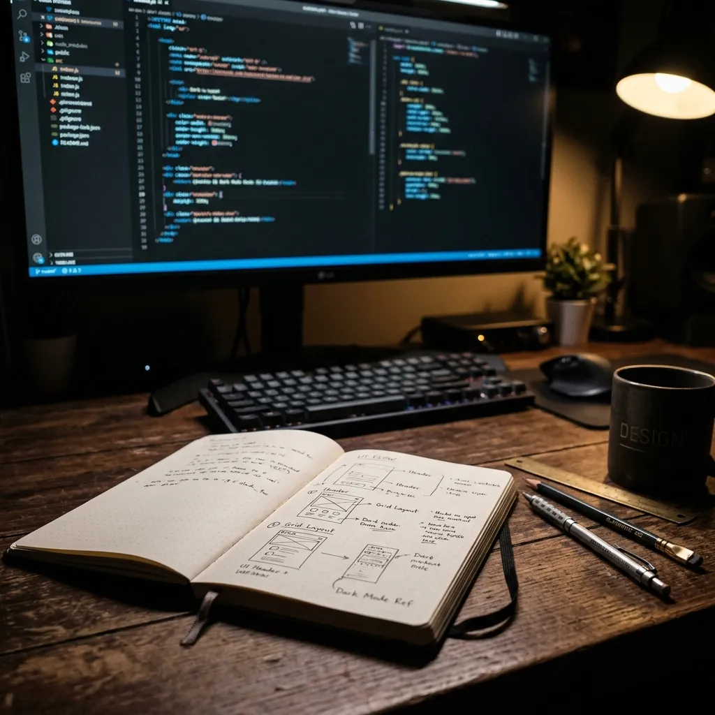 Flat tech startup UI design code pairing