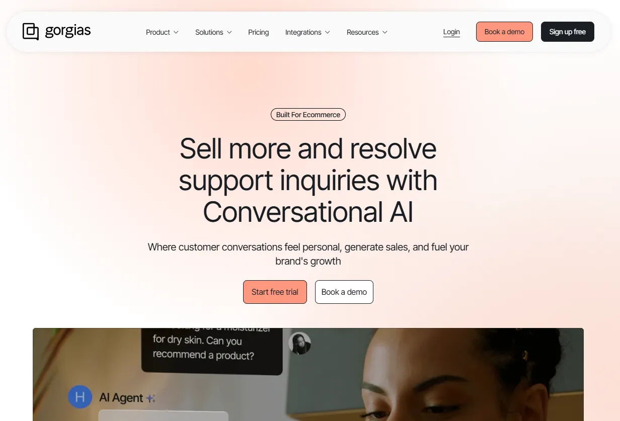 Gorgias live chat interface