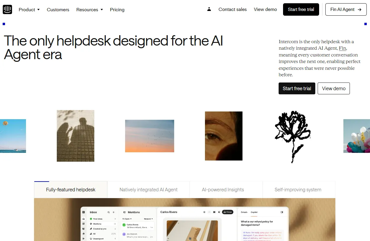 Intercom live chat interface