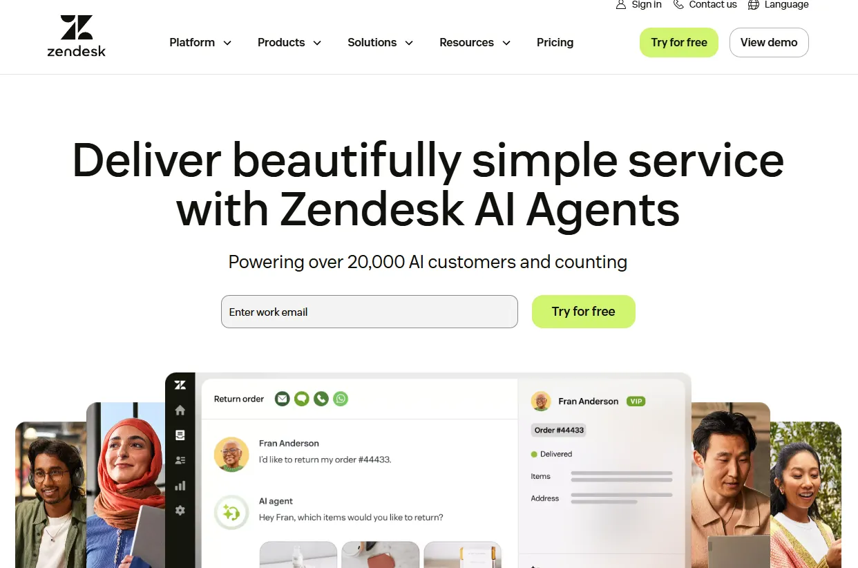 Zendesk live chat interface