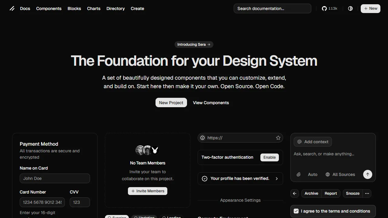 Shadcn UI components library