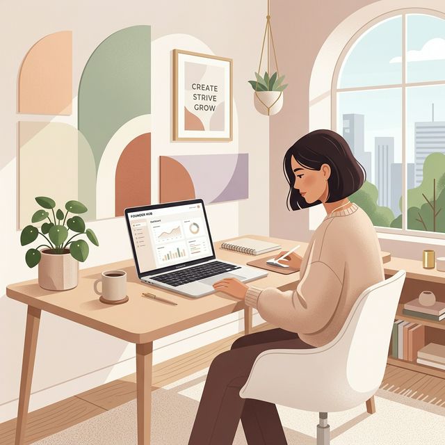 Solo founder minimal workspace illustration