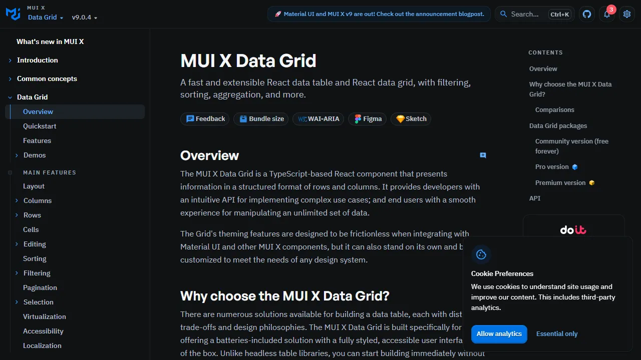 MUI X Data Grid Homepage