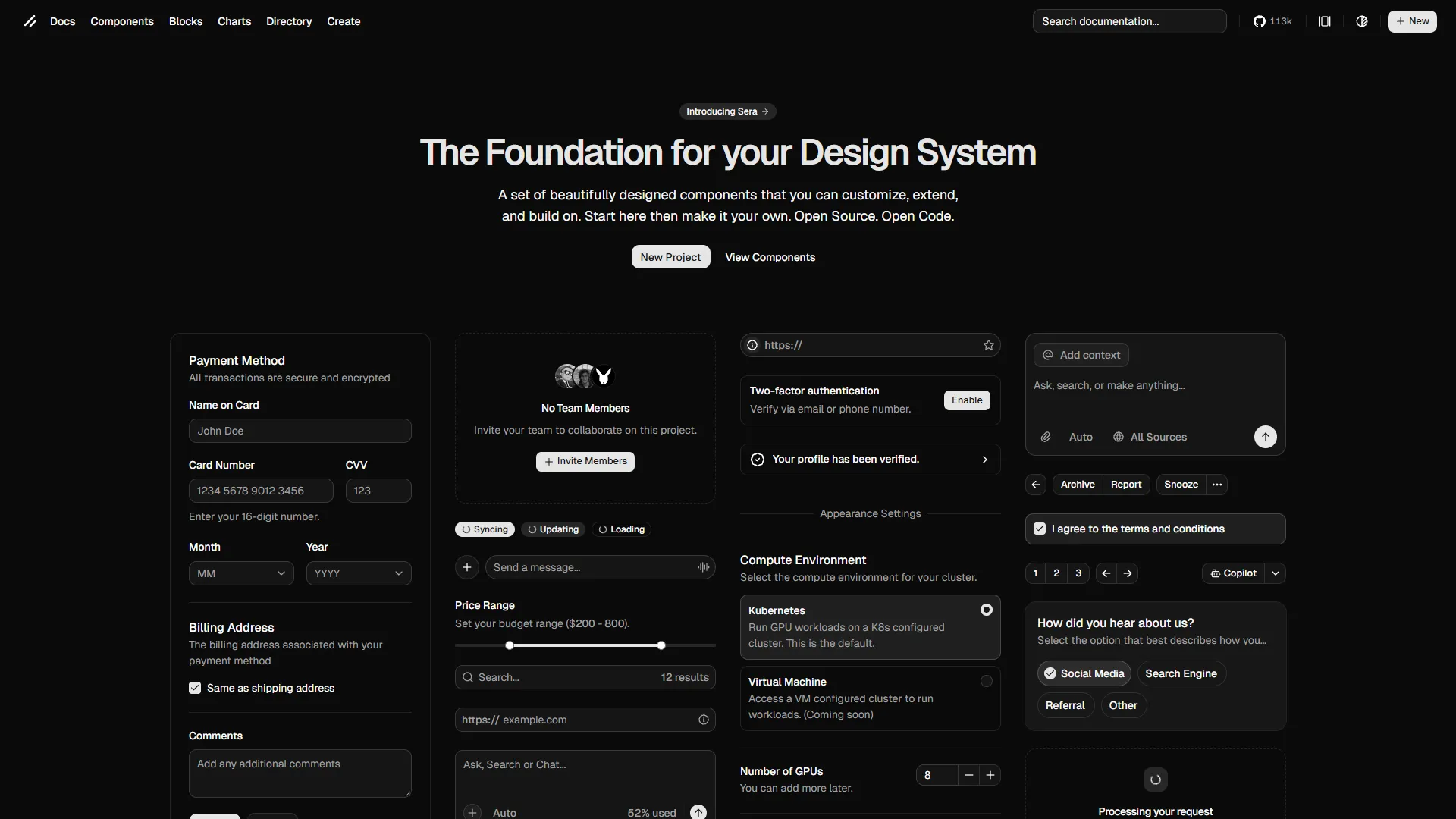 Shadcn UI landing page template preview