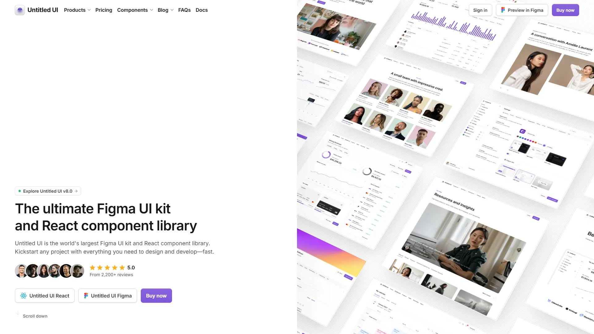 Untitled UI landing page template preview