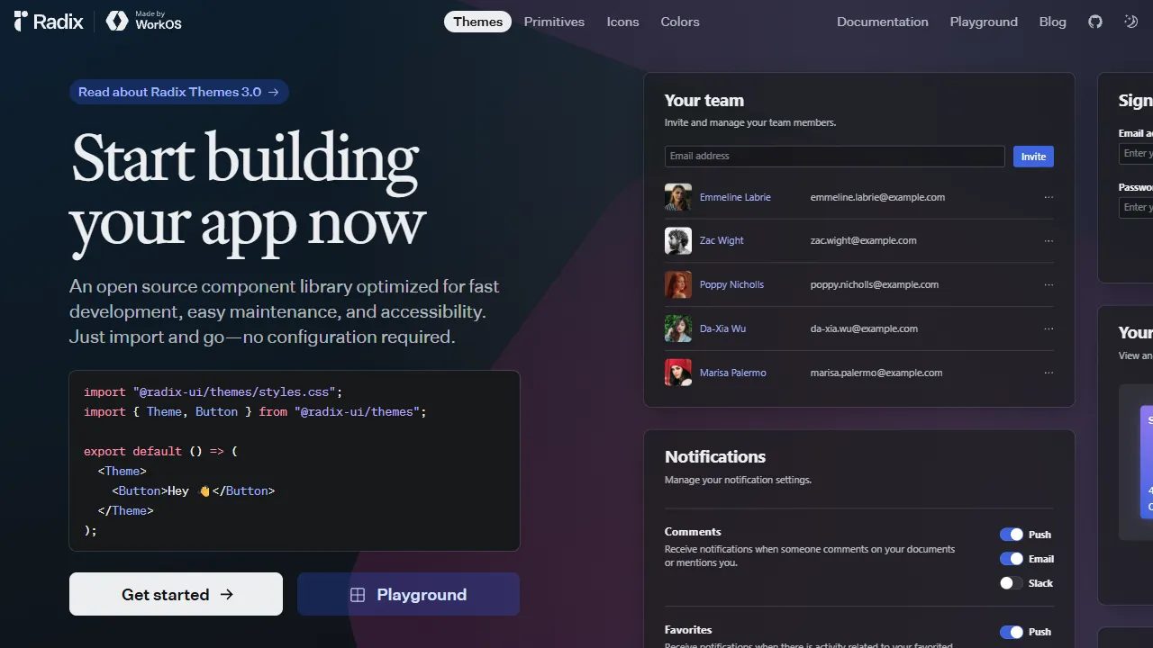 Radix UI Themes components