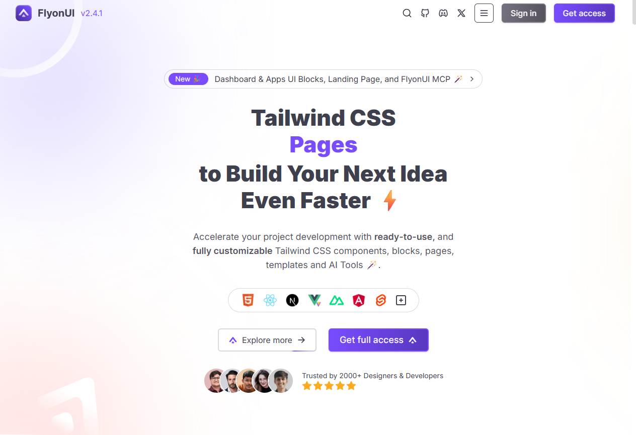 FlyonUI Pro Homepage