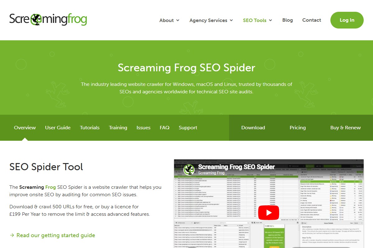 Screaming Frog Interface