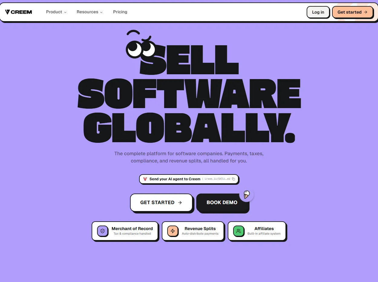Creem payment provider homepage
