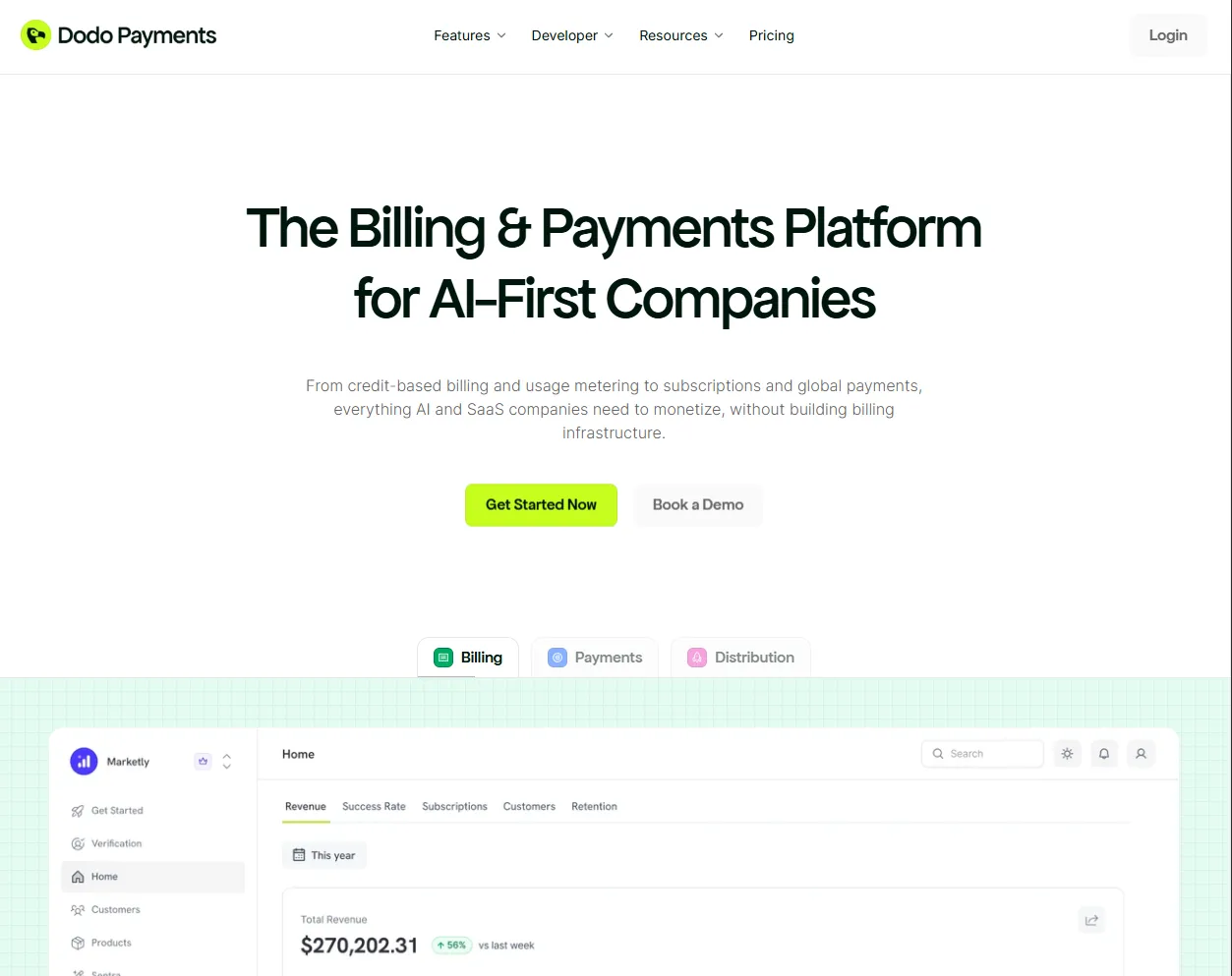 Dodo Payments homepage