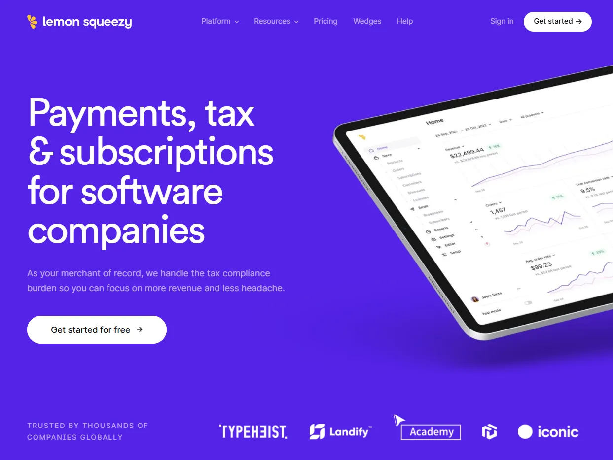 Lemon Squeezy payment provider homepage